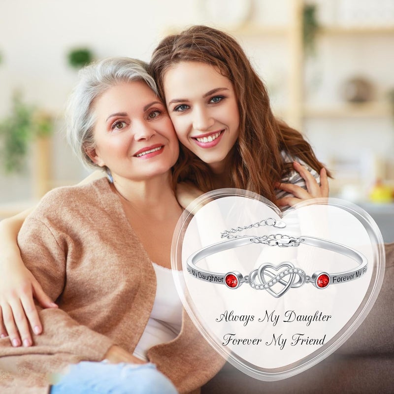 AOBOCO 925 Sterling Silver Adjustable Infinity Heart Bangle Bracelet for Sister Best Friend Daughter Mom Grandma Granddaughter Daughter in Law Godmother Goddaughter Stepmom Stepdaughter - Image 5